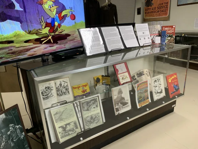 Exhibit focuses on military cartoons